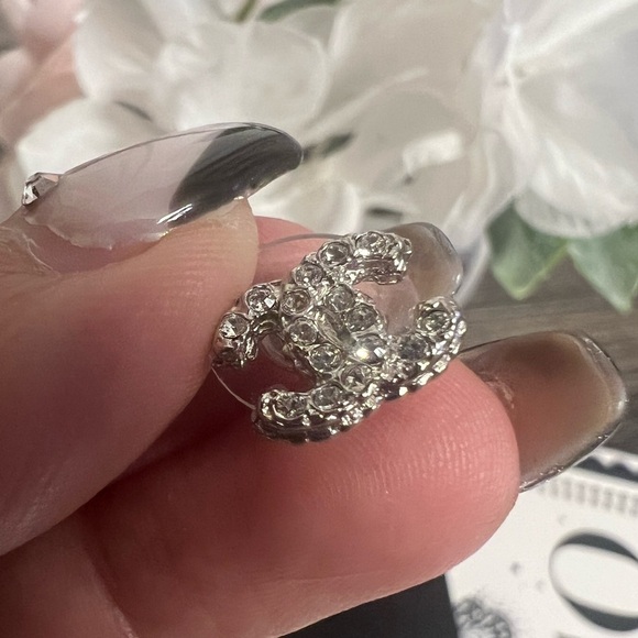 CHANEL Mini Silver Classic CC Earrings - Picture 3 of 9